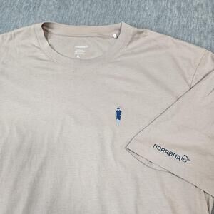 NORRØNA Shirt Mens XL Beige Crew Neck Cotton Activity Embroidery T Shirt